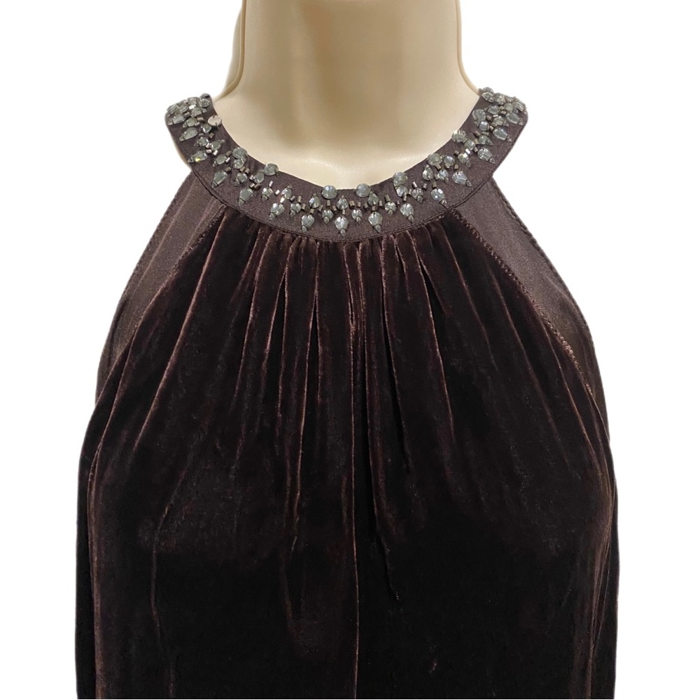 Zara mini dress, velvet with crystals, chocolate brown, size Small